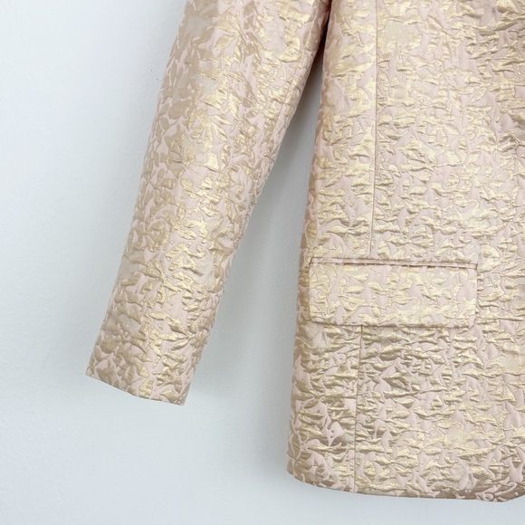 Zara Basic Metallic Rose Jacquard Blazer Jacket Size XS - Picture 6 of 14